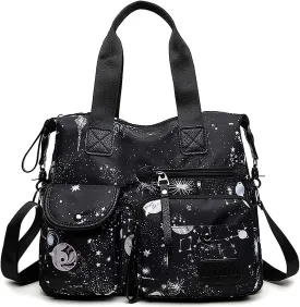 Tote Bag for Women,Multi Pockets Shoulder Handbag,Nurse Bag for Work,Large Cross body Purse,Fashion Nylon Top Handle Satchel