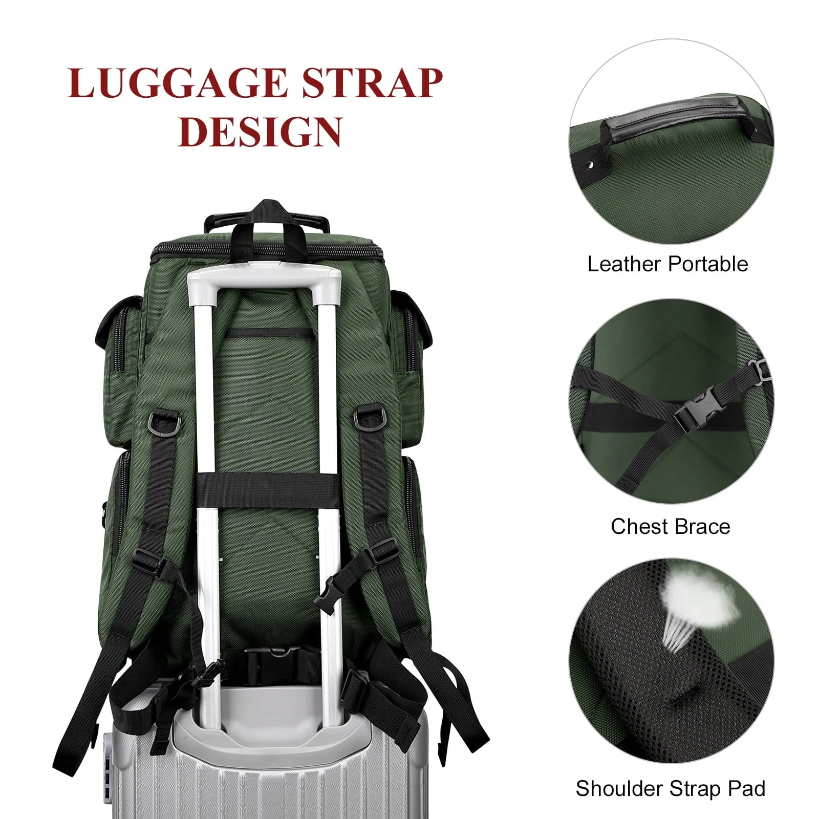 Travel Backpack for Men Carry on Nylon Duffel Bags Large Capacity Laptop Backpack for 17 Inch(6695 Army Green)