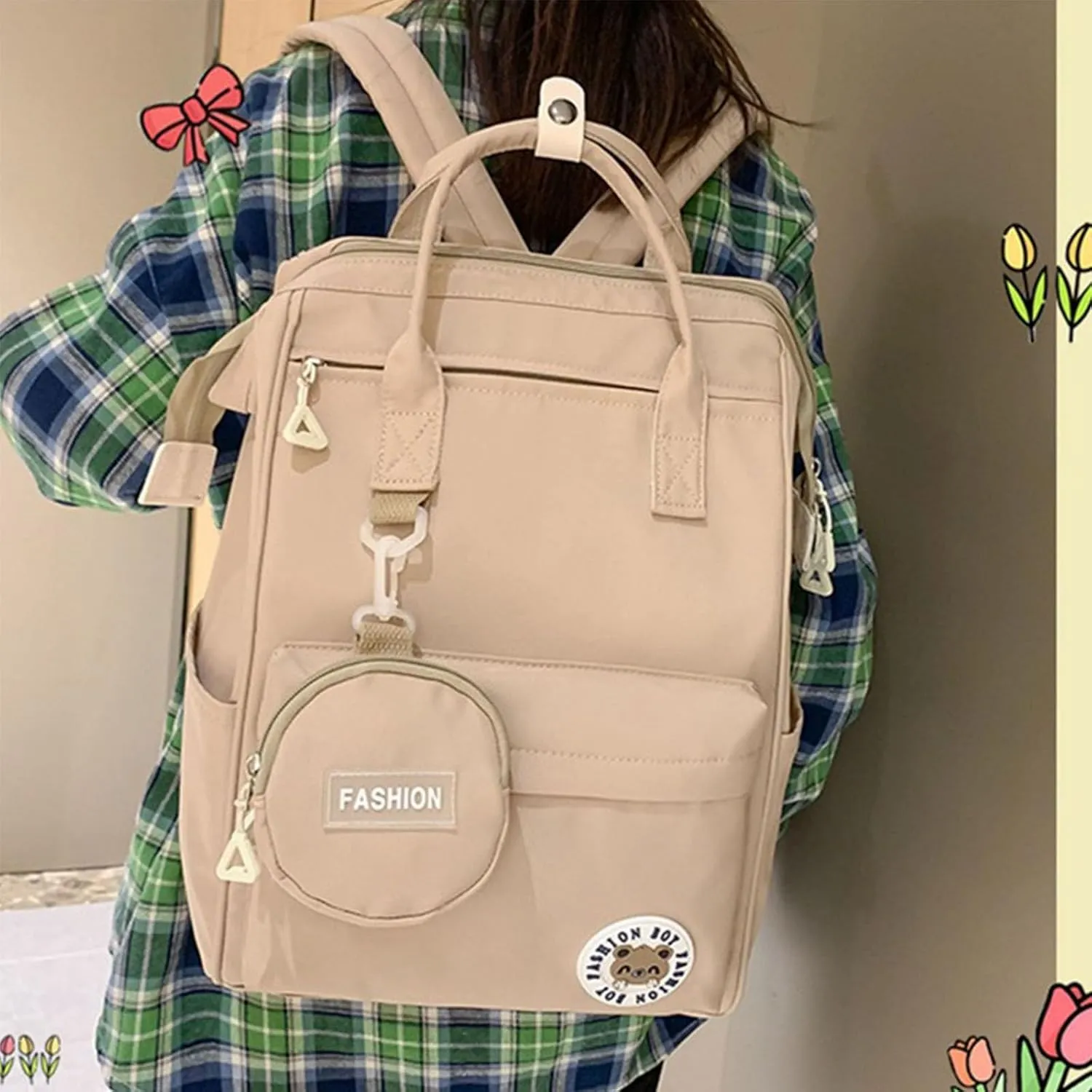 Travel Laptop Backpack for Women Men Khaki Carry on Flight Approved Backpack for College Nurse Teacher Large Lightweight Work Backpack Purse Bag Personal Item Backpacks