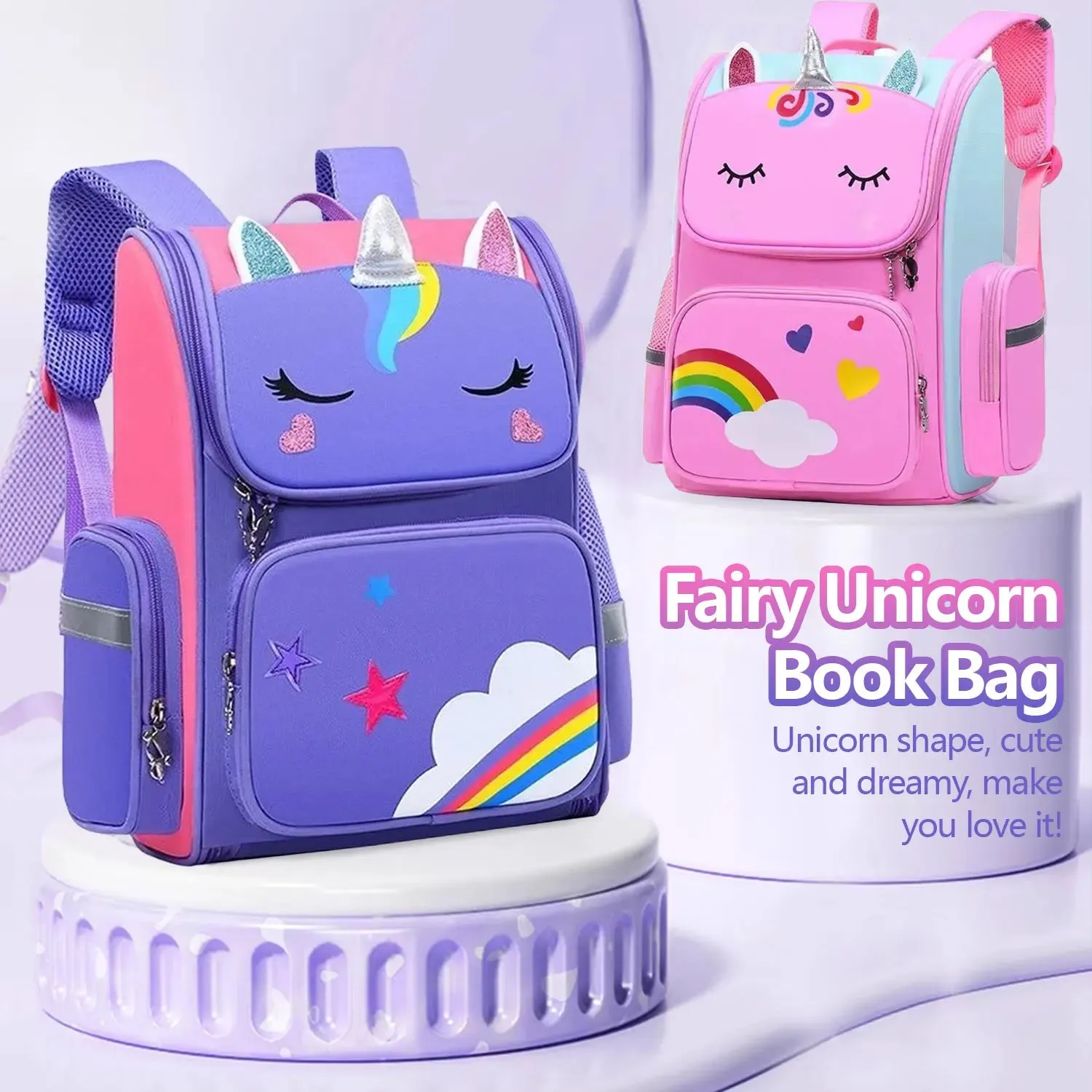 Unicorn waterproof travel backpack, cute and practical construction,