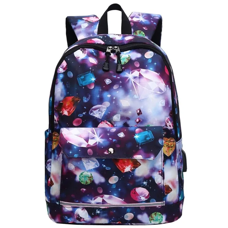 USB Charging School Backpack For Women
