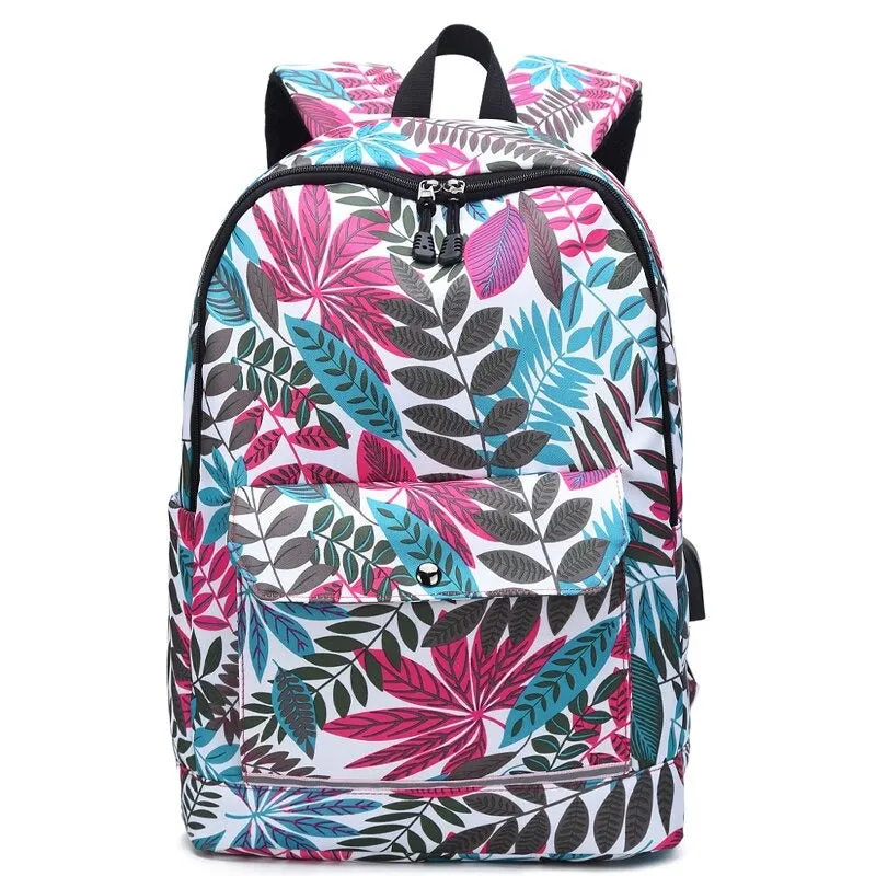 USB Charging School Backpack For Women