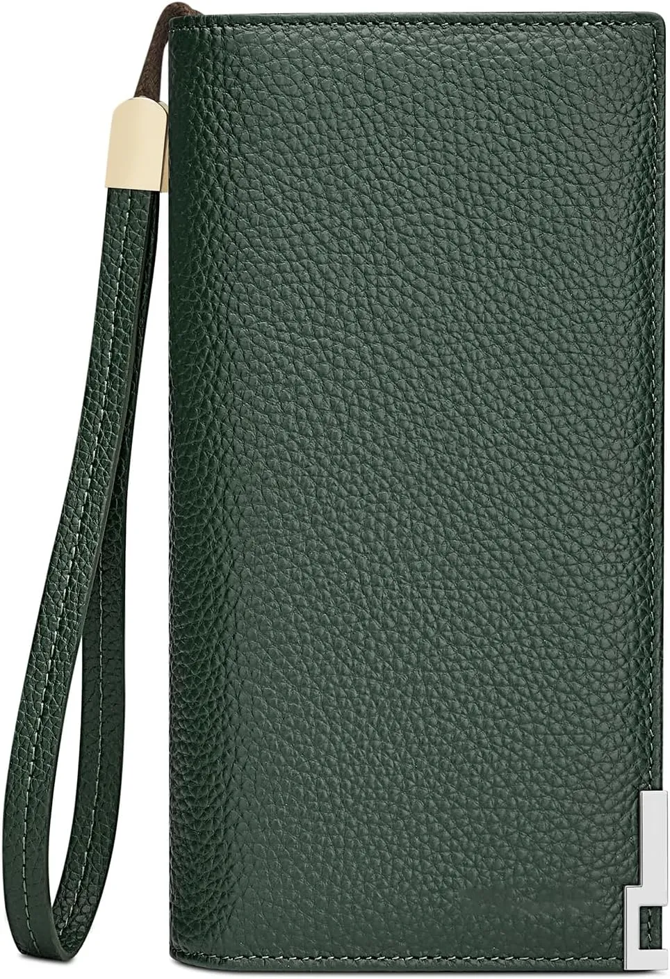 VANNANBA Mens Real Leather Long Wallet RFID Blocking Multi Credit Card Large Capacity Zipper Travel Clutch Wristlet,Green