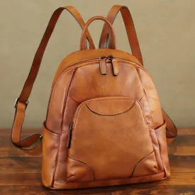 Vintage Handmade Rucksack Leather Backpack College Bag