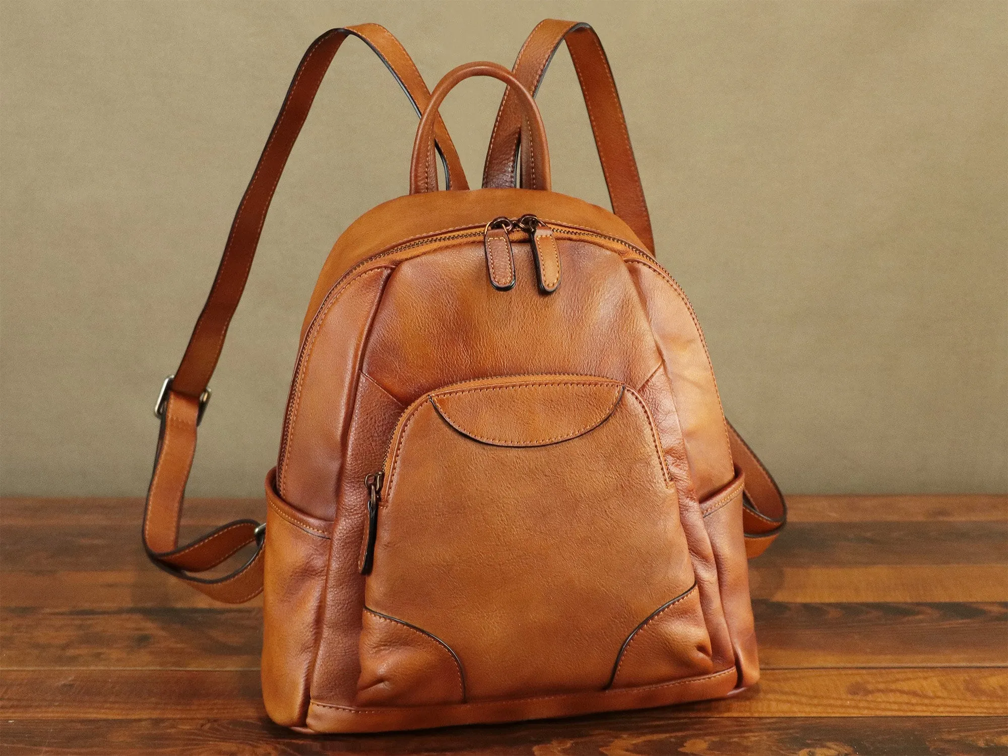 Vintage Handmade Rucksack Leather Backpack College Bag