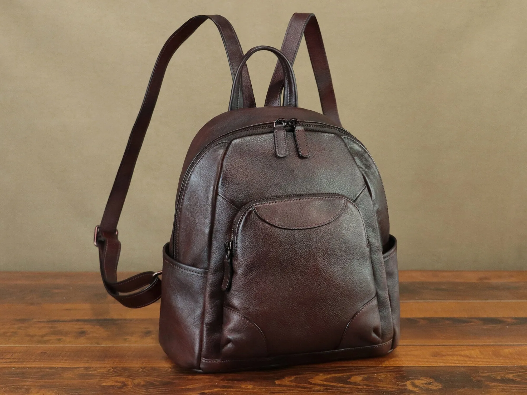 Vintage Handmade Rucksack Leather Backpack College Bag
