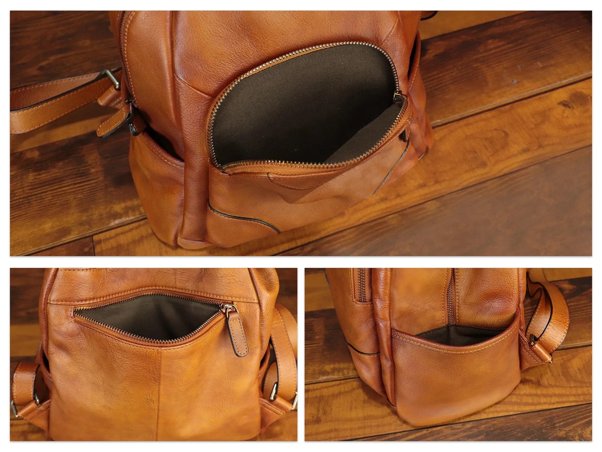 Vintage Handmade Rucksack Leather Backpack College Bag