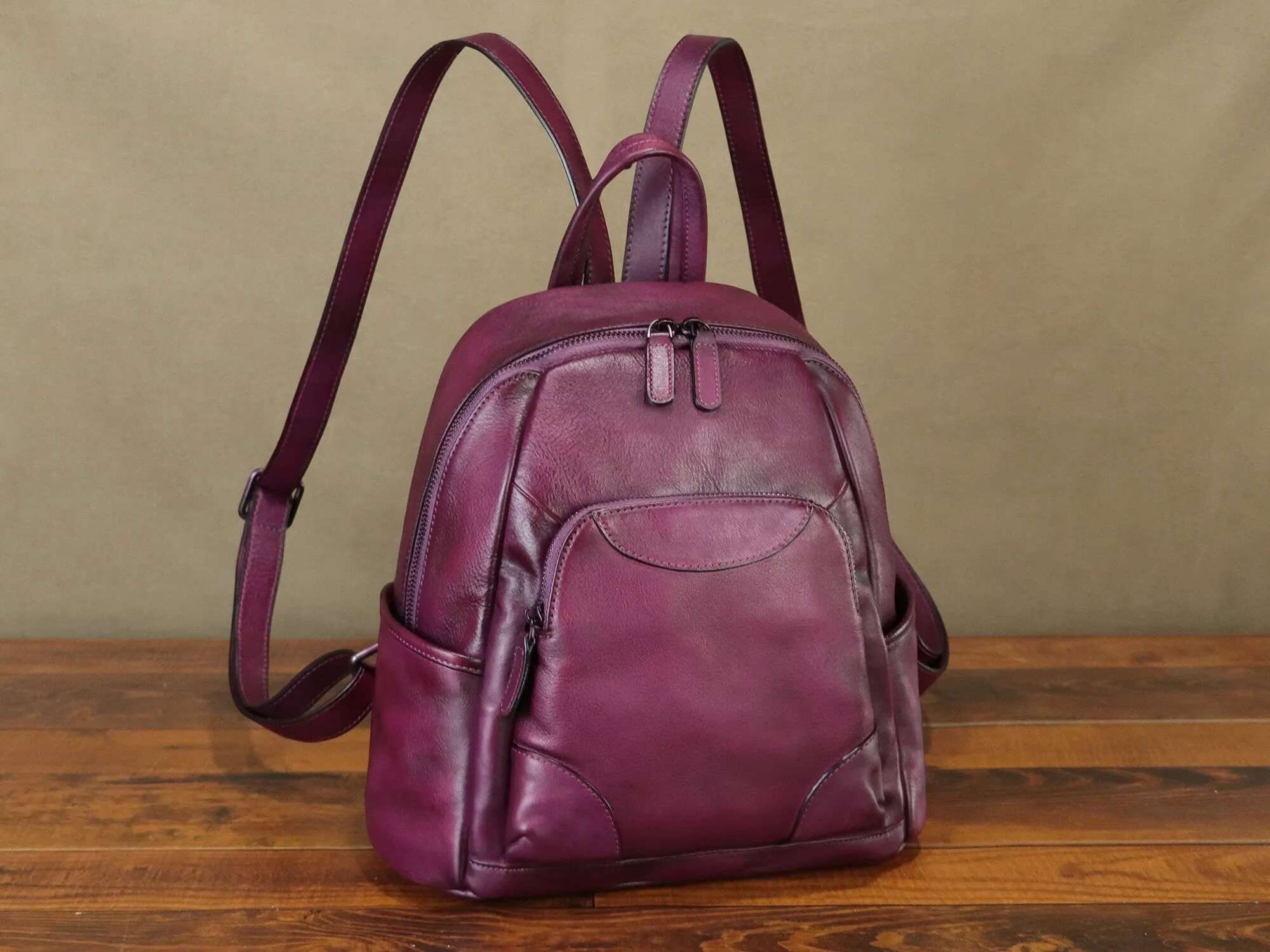 Vintage Handmade Rucksack Leather Backpack College Bag