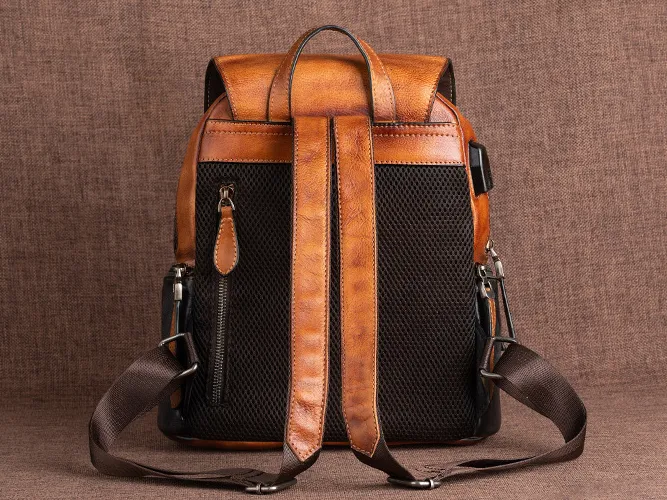 Vintage Large Storage Handmade Leather Backpack for Women 8098