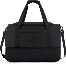 WANDF For Spirit Airlines 18x14x8 Personal Item Bag with USB Charging Port, Travel Duffel Bag with Wet Pocket & Shoe Compartment, Weekender Carry On Luggage for Women Men (Black)