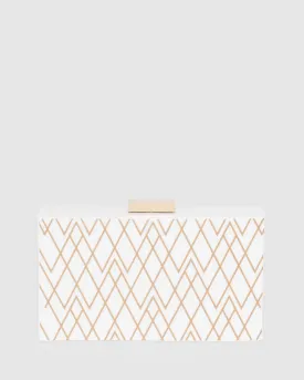 White Rowena Geo Acrylic Clutch Bag
