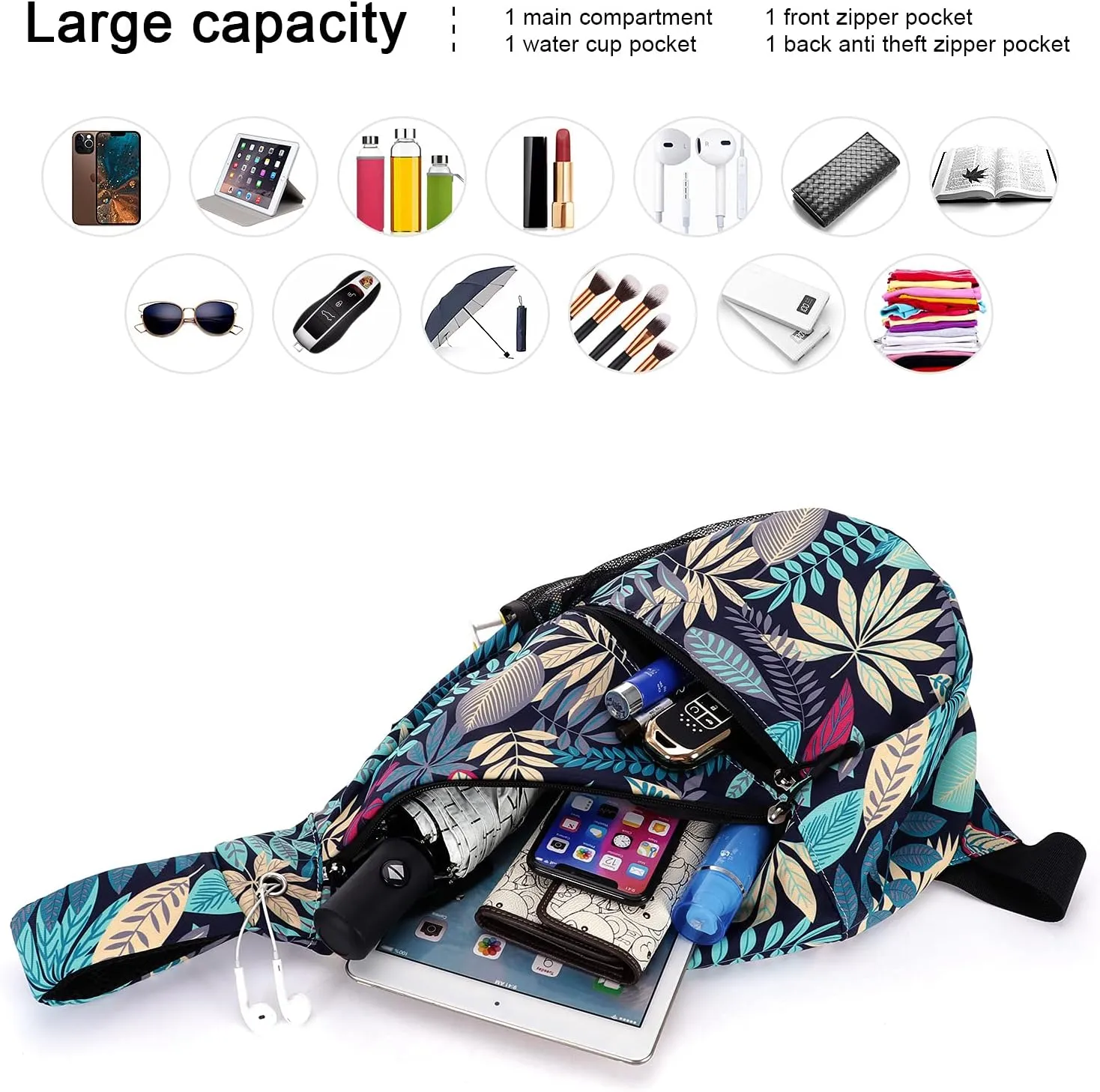 XEYOU Unisex Sling Bag Multipurpose Crossbody Shoulder Bag Travel Chest Pack for Men Women Lightweight Casual Daypacks