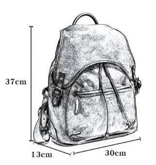YAAGLE Men's Vegetable Tanned Leather Drawstring Flap Backpack YG9003