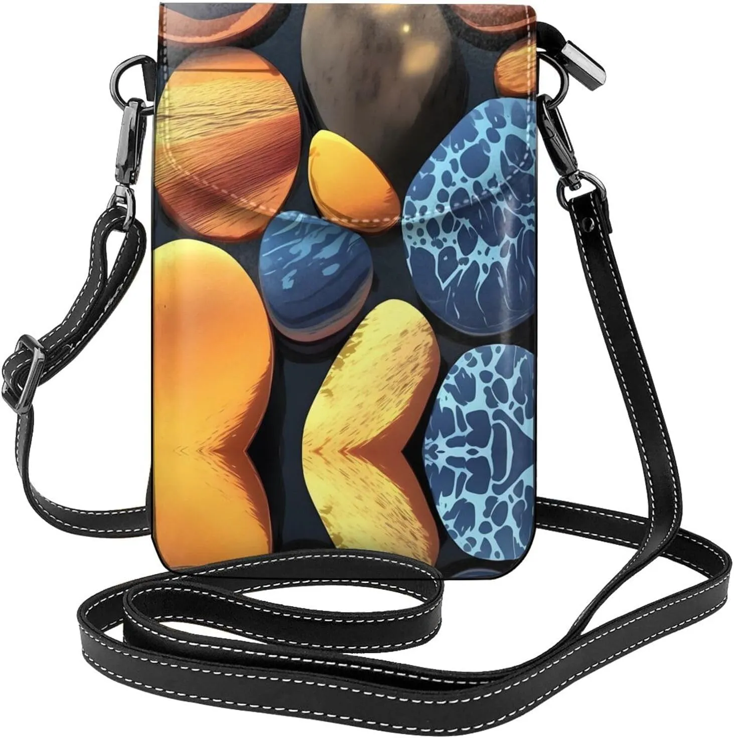 Yellow pebbles Printed Women's Crossbody Phone Bag - Perfect for Travel and Shopping